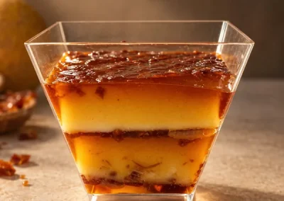 Homemade Spanish caramel flan dessert cup appetizer catering in Broward